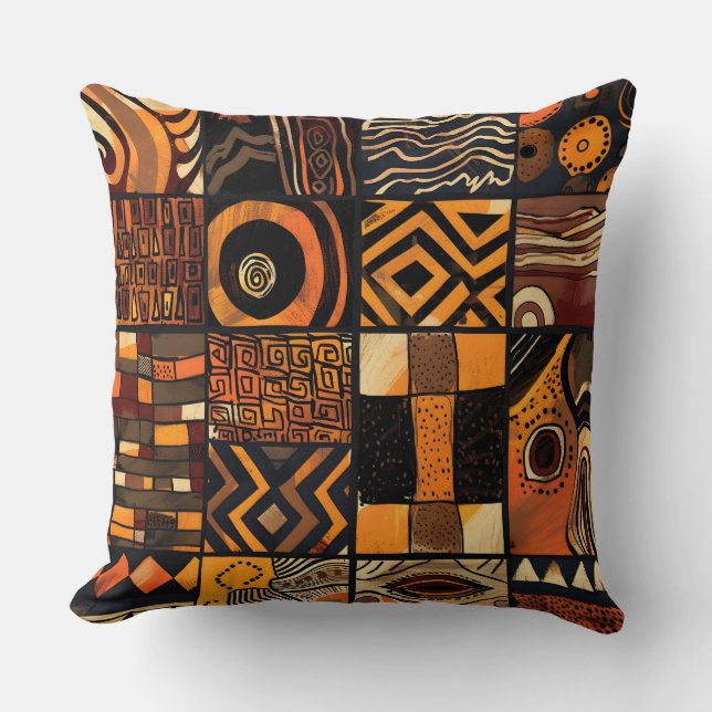 Warm Heritage Patchwork Cushion (Front)