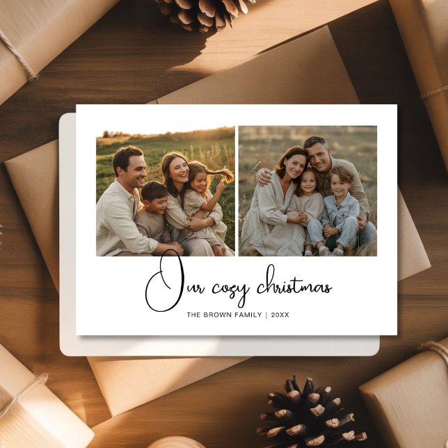 Warm Holiday Family 2 photo Greetings card (Creator Uploaded)