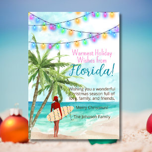 Warm Holiday Wishes Florida Themed Christmas Card