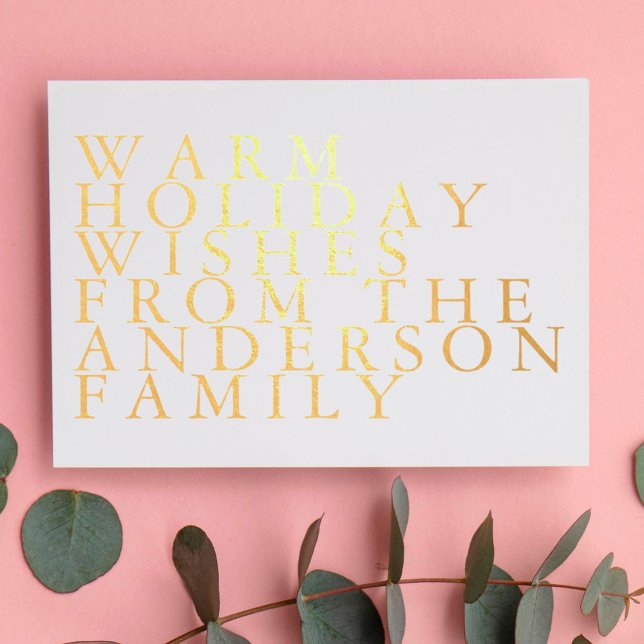 Warm Holiday Wishes Gold Foil Greeting Card (Creator Uploaded)