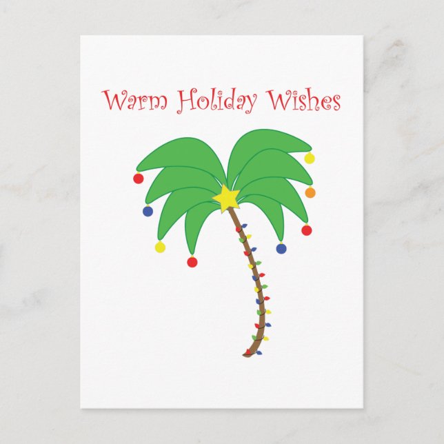 "Warm Holiday Wishes" Palm Tree postcard (Front)