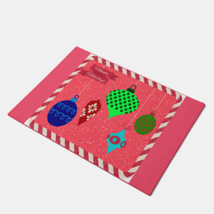 Warm Holidayy Greetings Multi-coloured Ornaments Doormat