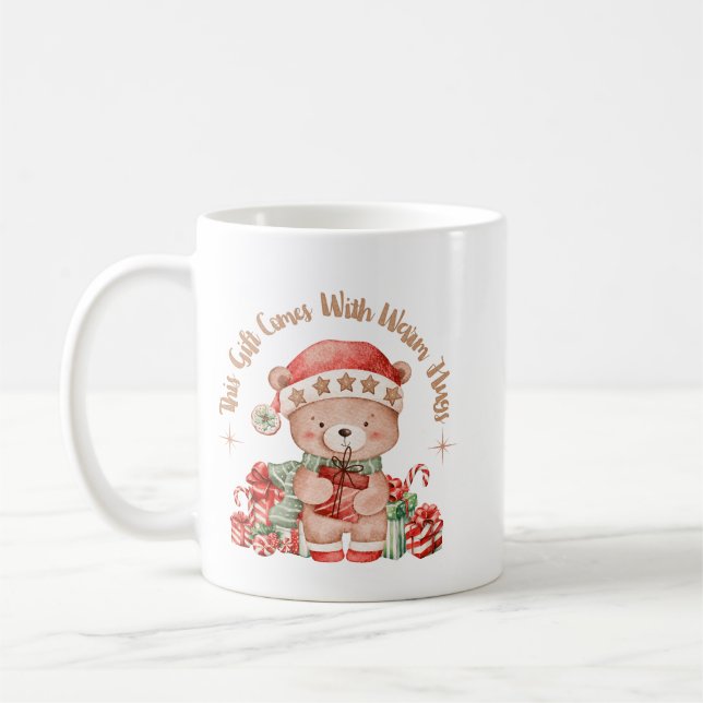 “Warm Hugs” Christmas Teddy Bear Mug (Left)