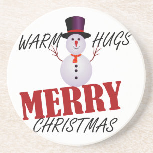 Warm Hugs Merry Christmas Coaster
