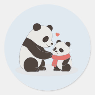 Warm Hugs, Panda Love Classic Round Sticker