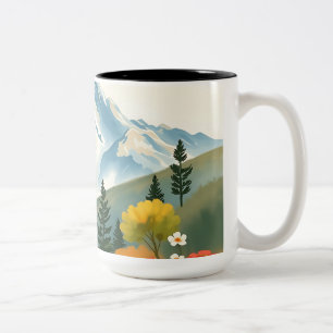 Warm Impressionistic Mountain Landscape Two-Tone Coffee Mug