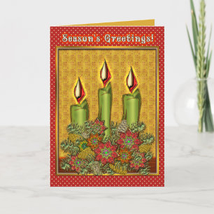 Warm Inviting Candlelight and Flowers Personalised Holiday Card