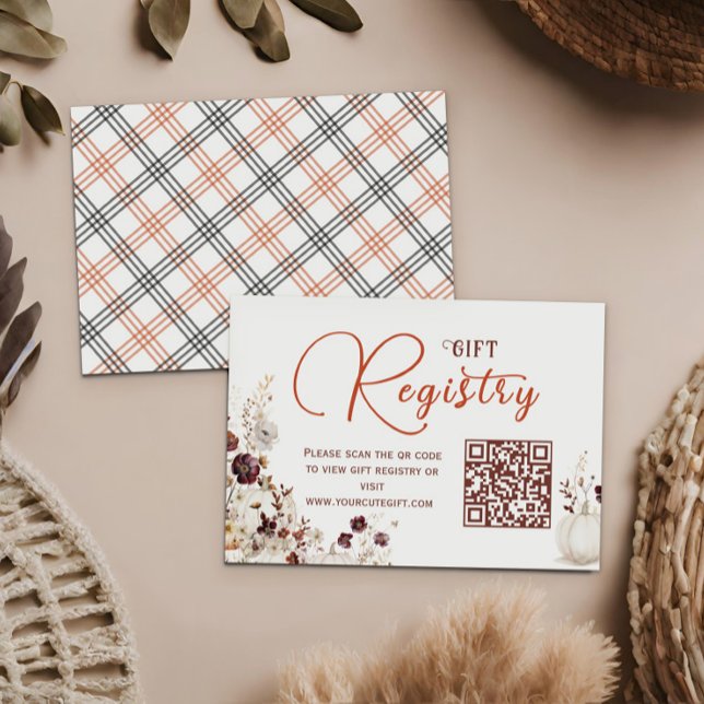 Warm Ivory Pumpkin Floral Registry Enclosure Card (Creator Uploaded)