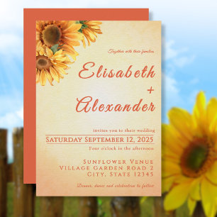 Warm Joyful Sunflower Wedding Invitation