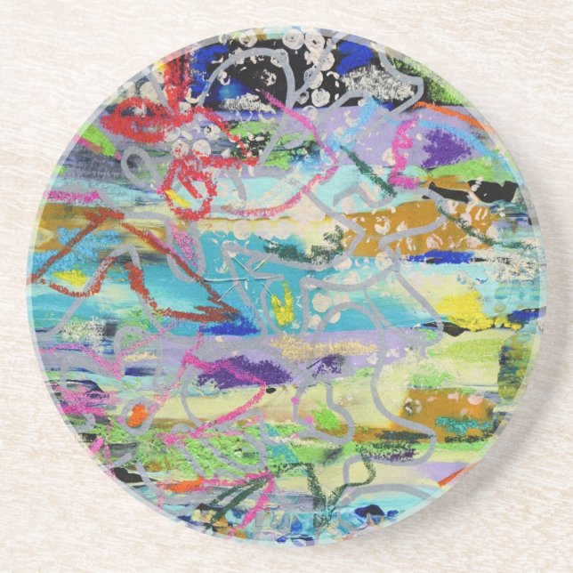 Warm Layers by Lydia's Art Sangria Coaster (Front)