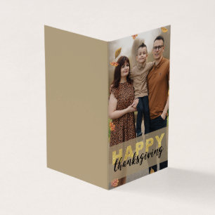 Warm Leaves Happy Thanksgiving 50 Mini Photo Cards