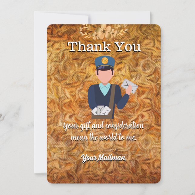 warm Letter Carrier Mailman Postal Mail Carrier Thank You Card (Front)