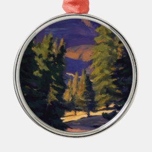 Warm Light in Crested Butte in Purple Blue Orange Metal Ornament