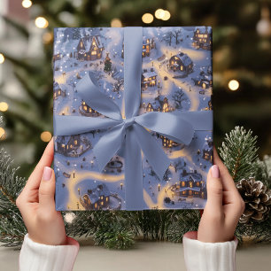 Warm Lights in Snowy Village Wrapping Paper