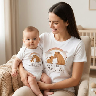 Warm Lion Baby Mom Love First Mothers Day Soft Art Bodysuit