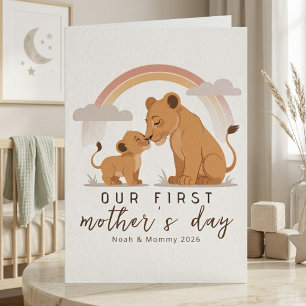 Warm Lion Mum Baby First Mothers Day Soft Love Art Card