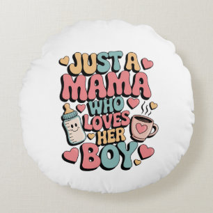 Warm Loves Her"Retro Mother's Day Tee Cute vintage Round Cushion