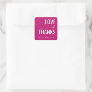 Warm Magenta Love Thanks Square Sticker