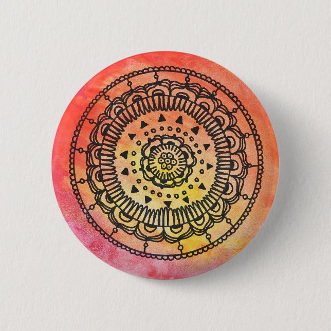 Warm Mandala Button By Megaflora (Front)