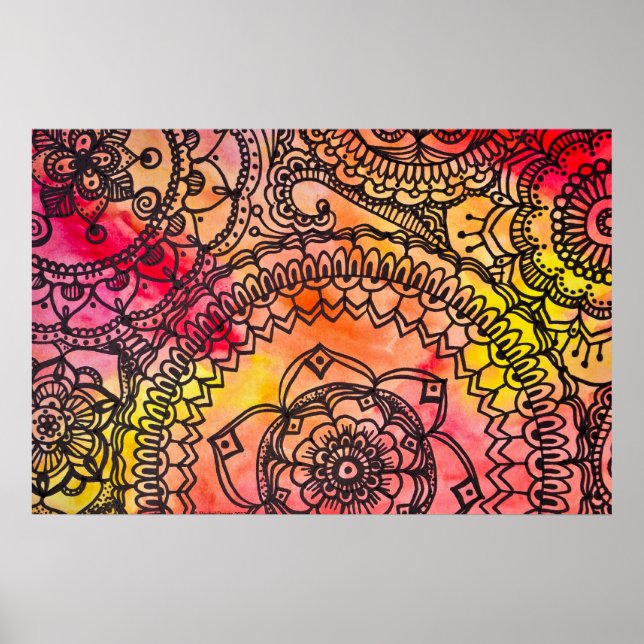 Warm Mandala Collage Poster By Megaflora (Front)