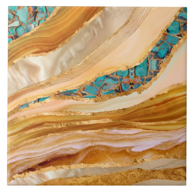 Warm Marble Abstract Flow Ceramic Tile (Front)