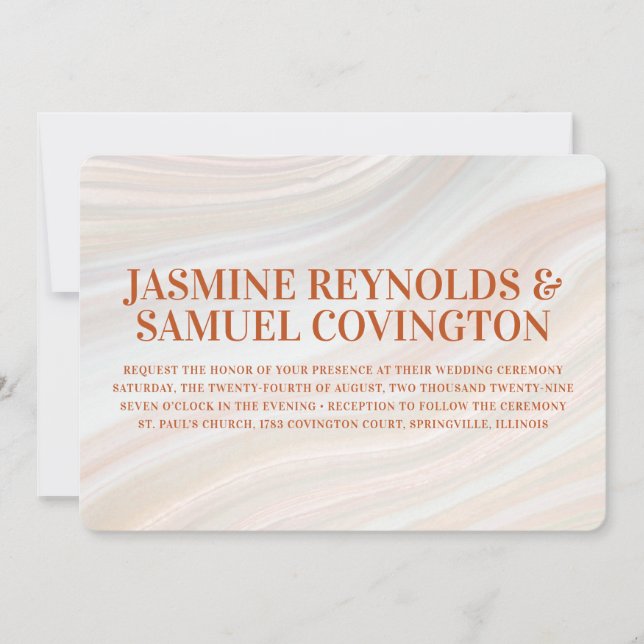 Warm Marble Geode Wedding Invitation (Front)
