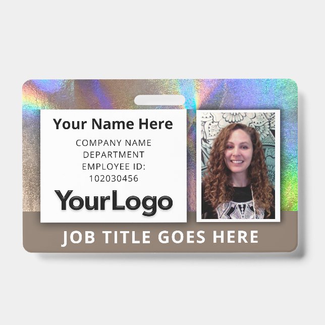 Warm Metallic Rainbow Holographic ID Badge (Front)