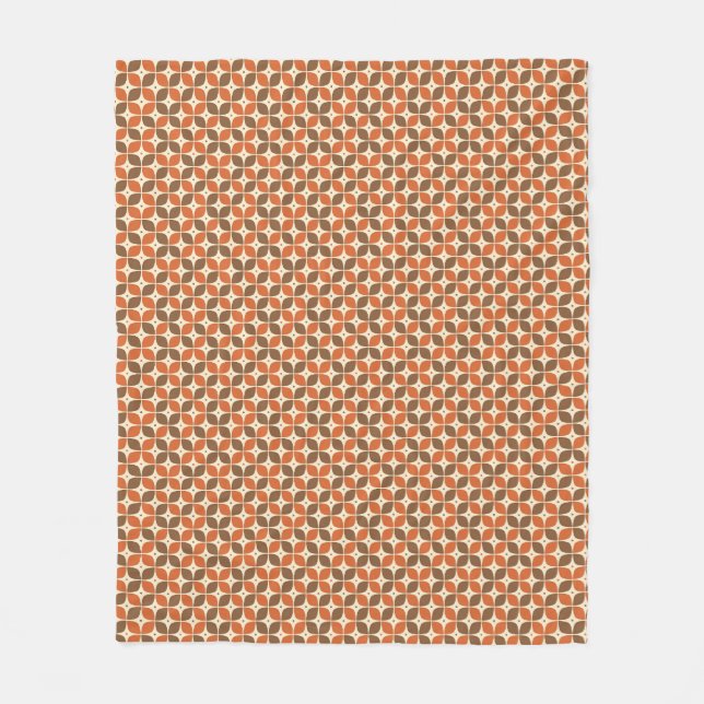 Warm Mid-Century Retro Boomerang Atomic Fleece Blanket (Front)