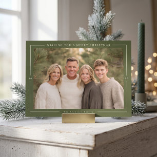 Warm Minimal Christmas Photo - Olive Green Holiday Card