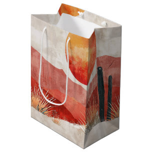 Warm Minimalist - Abstract Boho Desert Landscape Medium Gift Bag