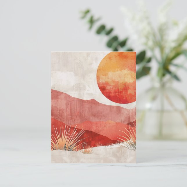 Warm Minimalist - Abstract Boho Desert Landscape Postcard (Standing Front)