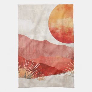 Warm Minimalist - Abstract Boho Desert Landscape Tea Towel