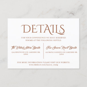 Warm Minimalist Terracotta Wedding Details  Enclosure Card