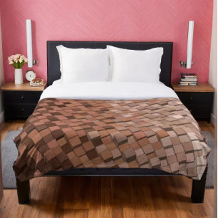 Warm Mocca Mousse 3D Cube Pattern Blanket