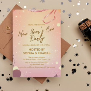 Warm Mood and Pink New Year's Eve Party Invitation