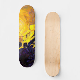 Warm Mountain blue orange yellow spirals Skateboard