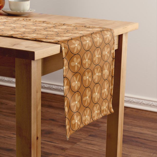 Warm Mustard Floral Tile Aesthetic Table Runner (In Situ)