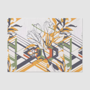 Warm Mustard Geometric Floral with Tulip Details Tissue Paper