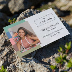 Warm Muted Colours Logo Personal Photo Business Card