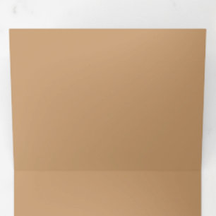 Warm Muted Peach Tan Soft Solid Colour Block Tri-Fold Invitation