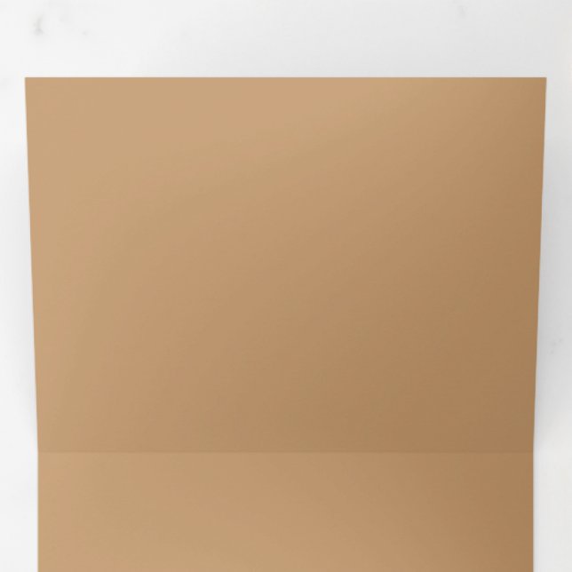 Warm Muted Peach Tan | Soft Solid Colour Block  Tri-Fold Invitation (Inside First)