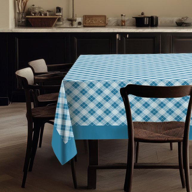 Warm Navy and Blue Tablecloth with Plaid Design (Warm Navy and Blue Tablecloth with Plaid Design)