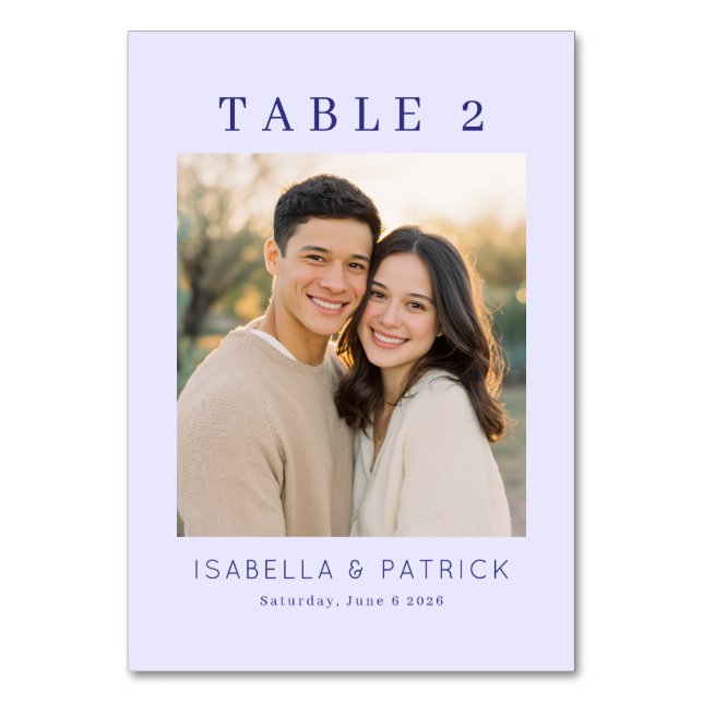 Warm Navy Contemporary Photo Table Number (Front)