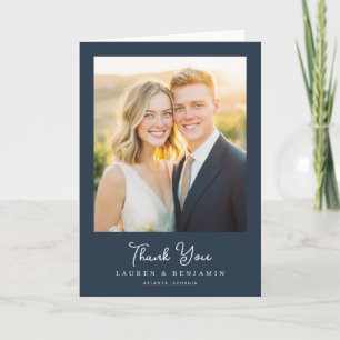 Warm Navy Contemporary Photo Thank You Card