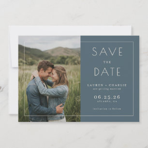 Warm Navy Minimalist Photo Save The Date