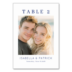 Warm Navy Minimalist Photo Table Number