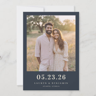Warm Navy Modern Photo Save The Date