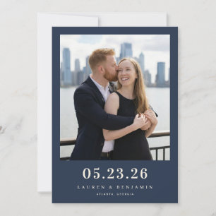 Warm Navy Romantic Photo Save The Date