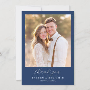 Warm Navy Romantic Photo Thank You Card