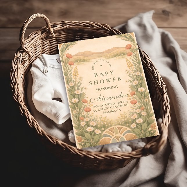 Warm Neutral Desert Botanicals Baby Shower Invitation (Creator Uploaded)